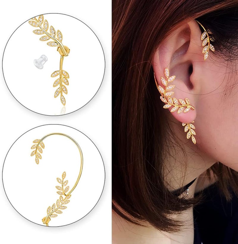 Vercret Gold Cuff Earrings for Women Cartilage Ear Cuff CZ Adjustable Ear Clip Wrap Around Earring No Piercing - Image 4